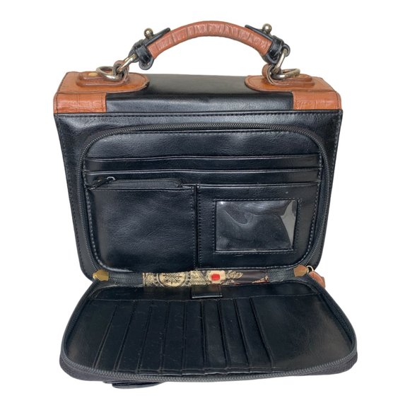 Belle Rose Leather Vintage Mini-Briefcase Handbag - Picture 4 of 13